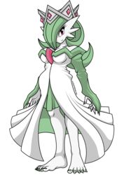  5_fingers 5_toes absurd_res alpha_channel barefoot breasts clothed clothing colored_nails colored_toenails crown digital_media_(artwork) dress eyelashes fan_character feet female fingers gardevoir generation_3_pokemon green_hair green_nails hair headgear hi_res humanoid_feet humanoid_hands looking_at_viewer mostlyfunstuff nails nintendo not_furry pink_eyes plantigrade pokemon pokemon_(species) rosie_the_gardevoir seductive sharp_nails simple_background solo toenails toes transparent_background white_body 