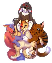  2018 accessory ambiguous_gender anthro black_body black_ears black_fur black_markings black_nose black_stripes blue_body blue_ears blue_eyes blue_fur blue_markings blue_tail_tip bodypaint brown_body brown_ears brown_fur brown_markings brown_nose brown_pawpads brown_spots brown_tail buckteeth canid canine canis chest_tuft claws closed_eyes collar collar_only countershade_ears countershade_face countershade_feet countershade_hands countershade_tail countershade_torso countershading cute_fangs digital_media_(artwork) dipstick_tail domestic_dog ear_markings face_paint facial_markings fangs featureless_crotch feet felid feline fluffy fluffy_tail foot_focus foot_on_face fur group hair hand_on_leg hand_on_thigh handpaw happy head_markings head_tuft heterochromia hi_res highlights_(coloring) hindpaw hug lagomorph leopard leporid lightsongfox looking_at_another looking_at_viewer looking_down mammal markings neck_tuft nude one_eye_closed orange_eyes orange_hair pantherine pawpads paws pink_ears pink_nose rabbit red_body red_countershading red_ears red_fur red_highlights red_markings signature simple_background smile smileeeeeee spots striped_body striped_fur stripes tail tail_markings teeth tiger tongue tongue_out tuft white_background white_body white_countershading white_ears white_eyes white_fur white_markings white_tail white_tail_tip wink yellow_collar yellow_ears yellow_eyes yellow_markings yellow_pawpads yellow_tail 