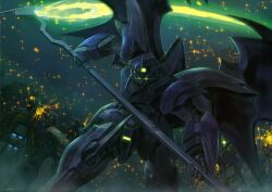  artist_request glowing glowing_eyes gundam gundam_deathscythe_hell_custom gundam_wing highres mecha no_humans robot scythe serpent_(mobile_suit) weapon wings 