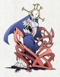  breasts commentary_request double_(skullgirls) female habit medium_breasts monster naorui nun red_eyes skullgirls solo teeth tentacle 