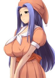  bad_id bad_pixiv_id blue_hair breasts character_request commentary_request covered_nipples female grey_eyes hat highres huge_breasts light_smile long_hair namamo_(kura) nightcap seiken_densetsu seiken_densetsu_2 simple_background solo upper_body very_long_hair white_background 