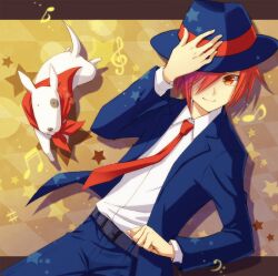  ??? ???_(artist) a_boy_and_his_dog canine fondue fondue_(rhythm_thief) fondue_the_dog phantom_r raphael_(rhythm_thief) red_hair rhythm_thief short_hair sidekick 