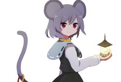  60mai animal_ears bad_id bad_pixiv_id bishamonten&#039;s_pagoda female grey_hair long_sleeves mouse_ears mouse_tail nazrin red_eyes short_hair smile solo tail touhou white_background 