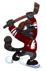  alpha_channel bottomless chibi chibi-marrow clothed clothing felid happy hockey hockey_stick leopard male mammal open_mouth pantherine skates_(disambiguation) solo sport zhed 