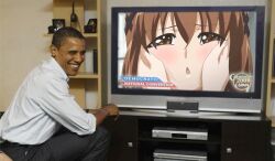  amatsume_akira animated animated barack_obama face lowres male parody photoshop politician rubber smile television yosuga_no_sora 