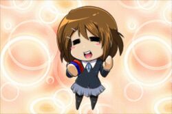  =_= animated animated blush brown_hair castanets chibi female hirasawa_yui instrument k-on! lowres pantyhose sakuragaoka_high_school_uniform school_uniform solo ume_(be_my_toy) un_tan 