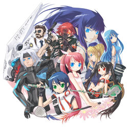  4boys 5girls aqua_eyes arin azer bandeau bare_shoulders beard black_hair blonde_hair blue_hair bodysuit cecilia_(pangya) commentary_request dragon dress everyone facial_hair fingerless_gloves glasses gloves golf_club green_eyes gun hair_ribbon hana_(pangya) handgun headband helmet highres katou_kouki kaz kooh lee_byung_hee long_hair max_(pangya) multiple_boys multiple_girls navel necktie nuri pangya pink_hair police purple_hair red_eyes red_hair ribbon short_hair smile strapless sunglasses tube_top weapon white_hair 