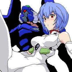  ayanami_rei blush bodysuit cl-55 eva_00 female lowres mecha neon_genesis_evangelion oekaki plugsuit robot solo white_bodysuit 