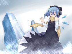  bad_id bad_pixiv_id blue_hair cirno cirno-nee female headphones ice kazami_ryouya scarf solo touhou 