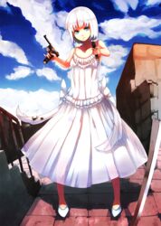  bad_id bad_pixiv_id cloud day dress dual_wielding female gun handgun highres holding nambu_type_14 nosuku original see-through sky solo weapon 