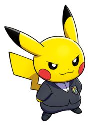  alpha_channel alternate_species ambiguous_gender black_eyes clothing generation_1_pokemon giovanni_(pokemon) mammal mob_boss nintendo official_art pikachu pokemon pokemon_(species) simple_background solo source_request suit team_rainbow_rocket team_rocket text text_on_clothing transparent_background unknown_artist 