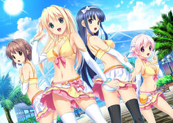  4girls black_hair blonde_hair bow breasts brown_hair fukami_nagisa game_cg hairband hairbow highres kagurazaka_namine kitami_minamo koutaro multiple_girls open_mouth pink_hair purple_eyes takara_ichiko tropical_vacation twinkle_soft 