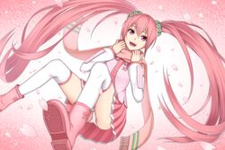  boots heisei_yutorin panties petals sakura_miku scarf thighhighs underwear vocaloid 