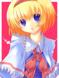  :o alice_margatroid bad_id bad_pixiv_id blonde_hair blue_eyes bow bowtie female hairband kazi ribbon short_hair solo touhou 