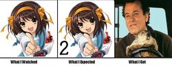  1boy bill_murray blue_sailor_collar endless_eight female groundhog_day kita_high_school_uniform meme sailor_collar school_uniform suzumiya_haruhi suzumiya_haruhi_no_yuuutsu what_i_watched_what_i_expected_what_i_got_(meme) winter_uniform 