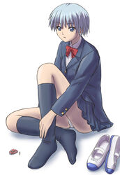  bad_id bad_pixiv_id black_jacket black_legwear black_skirt blazer blue_eyes blue_hair bow bowtie car commentary_request copyright_request feet female full_body giant giantess jacket kneehighs long_sleeves manzi miniskirt motor_vehicle no_shoes panties pantyshot pleated_skirt red_bow red_bowtie school_uniform shoes short_hair shukushou_gakuen simple_background sitting skirt socks solo_focus underwear unworn_shoes uwabaki white_panties 