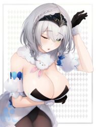  breast_hold hololive manta no_bra pantyhose shirogane_noel 