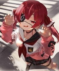  eyepatch hololive houshou_marine seifuku sukocchi 