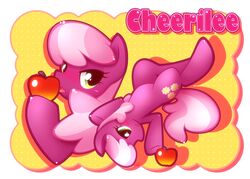  2013 apple blush cheerilee_(mlp) chinpui cutie_mark digital_drawing_(artwork) digital_media_(artwork) equid equine female feral food friendship_is_magic fruit green_eyes hasbro horse looking_at_viewer looking_forward mammal my_little_pony narrowed_eyes open_mouth plant pony solo 