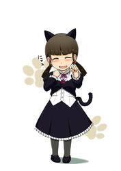  animal_ears brown_hair cat_ears closed_eyes commentary_request dress female gokou_hinata gothic_lolita lolita_fashion long_hair maidon ore_no_imouto_ga_konna_ni_kawaii_wake_ga_nai pantyhose paw_pose tail twintails 