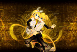  headphones kagamine_len kagamine_rin kaze-hime len_append rin_append vocaloid vocaloid_append 