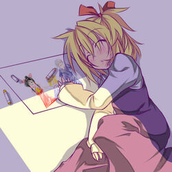  bad_id bad_pixiv_id blonde_hair buront closed_eyes female final_fantasy final_fantasy_xi hair_ribbon hakurei_reimu kuriyoukan lowres ribbon rumia sleeping solo the_iron_of_yin_and_yang touhou 