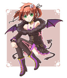  alternate_costume brown_hair choker commentary_request female green_eyes hairband naomi_(miette) official_alternate_costume rita_mordio rita_mordio_(miska_doctoral_degree) short_hair sitting solo tales_of_(series) tales_of_vesperia thighhighs twintails wings 