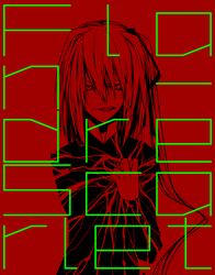  angry bow clenched_teeth commentary_request female flandre_scarlet formal hair_ribbon hairbow long_hair makie_fujiyuki monochrome oerba_yun_fang ribbon short_hair side_ponytail slit_pupils solo teeth touhou 