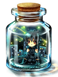  1boy :&lt; arakunae bad_id bad_pixiv_id black_hair blush final_fantasy final_fantasy_xv jar male_focus meme noctis_lucis_caelum pixiv_bottle_(meme) red_eyes solo 