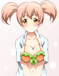  bad_id bad_pixiv_id bikini blush breasts breasts_squeezed_together brown_eyes brown_hair cleavage female hataraku_maou-sama! large_breasts looking_at_viewer navel sasaki_chiho smile solo spiceg swimsuit twintails 