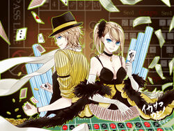  cleavage kagamine_len kagamine_rin tsuna2727 vocaloid wallpaper 