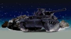  cannon caterpillar_tracks char_b1 commentary_request d98 emblem flag girls_und_panzer military military_vehicle motor_vehicle no_humans panzer_iv photo_(medium) snow snowing sturmgeschutz_iii tank type_89_i-gou vehicle_focus 