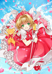  card_captor_sakura dress kero kinomoto_sakura tsuna2727 weapon wings 