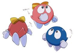  duo female hi_res japanese_text kirby:_right_back_at_ya! kirby_(series) lalala lololo male mouthless nintendo not_furry simple_background text translated vb3c0b waddling_head white_background 