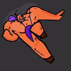  1:1 biped clothed clothing digital_drawing_(artwork) digital_media_(artwork) equid equine ezstallion fur hair hooves horse macho male mammal manimal manzilla muscular orange_body orange_fur posed purple_eyes purple_hair purple_tail solo tail vir 