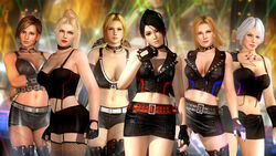  6+girls black_hair blonde_hair christie christie_(doa) collar dark_skin dead_or_alive dead_or_alive_5 fishnets gloves helena_douglas leather lisa_hamilton long_hair midriff momiji_(ninja_gaiden) multiple_girls nail_polish ninja_gaiden ninja_gaiden:_dragon_sword official_art ponytail rachel rachel_(ninja_gaiden) short_hair skirt tecmo tina_armstrong white_hair 