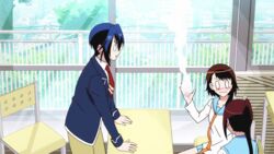  3girls animated animated glasses miyamoto_ruri multiple_girls nisekoi onodera_kosaki school_uniform tsugumi_seishirou 