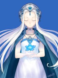  amuscaria bad_id bad_pixiv_id blue_background closed_eyes fantastic_children female flat_chest long_hair simple_background solo tina_(fantastic_children) 