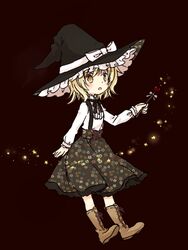  :o aged_down blonde_hair blush boots commentary_request female hat heart kirisame_marisa long_sleeves looking_at_viewer open_mouth short_hair siva skirt solo sparkle star_(symbol) touhou wand witch_hat yellow_eyes 