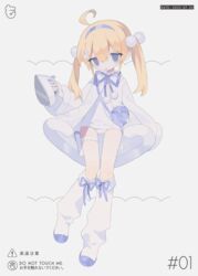  ahoge bag blonde_hair blue_eyes blue_hairband blue_ribbon boots clothes_iron coat commentary daizu_(melon-lemon) dated english_text female footwear_ribbon full_body hair_between_eyes hair_bobbles hair_ornament hairband hand_up handbag heart-shaped_bag holding holding_clothes_iron holster knee_boots long_hair long_sleeves looking_at_viewer mixed-language_text neck_ribbon no_nose old_school_swimsuit one-piece_swimsuit open_clothes open_coat original parted_lips pom_pom_(clothes) rabbit_hair_ornament ribbon school_swimsuit shoes shoulder_bag sidelocks sign simple_background solo standing sugar_cube swimsuit swimsuit_under_clothes thigh_holster thigh_strap thighs translated twintails uwabaki warning_sign white_background white_coat white_footwear white_one-piece_swimsuit wide_sleeves 