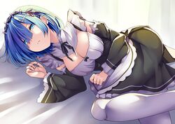  blue_eyes creek_(moon-sky) headband maid re:zero_kara_hajimeru_isekai_seikatsu rem_(re:zero) short_hair 