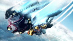  1other afterburner apex_legends assault_visor blue_sky clenched_hand cloud cloudy_sky day female fire flying glowing helmet highres jet_engine looking_ahead mecha motion_blur northstar_(titanfall) open_hand outdoors planet robot science_fiction sky space titan_(titanfall) titanfall_(series) titanfall_2 valkyrie_(apex_legends) yukiharuorent 