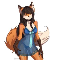  1:1 anthro babydoll breasts canid canine clothed clothing collar cynthia_saito digital_drawing_(artwork) digital_media_(artwork) female fox fur furrholic lingerie looking_at_viewer mammal medium_breasts nightgown orange_body orange_fur panties smile smiling_at_viewer solo translucent translucent_clothing underwear white_body white_fur yellow_eyes 