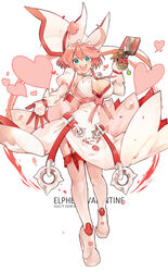  :d animal_ears blue_eyes breasts character_name cleavage copyright_name dress elphelt_valentine female garter_straps gloves guilty_gear guilty_gear_xrd gun heart highres holding holding_gun holding_weapon large_breasts looking_at_viewer open_mouth pink_hair rabbit_ears ribbon rirene_rn round_teeth short_hair smile solo teeth thighhighs veil weapon wedding_dress white_background 