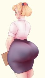  applejack_(mlp) ass ass_in_dress back_to_viewer back_view blonde_hair curvy dat_ass female female_only friendship_is_magic gigantic_ass green_eyes hair_on_head huge_ass human humanized muscular_female my_little_pony pencil_skirt skirt solo sunnysundown thick_thighs tight_skirt wide_hips 