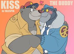  affectionate anime_eyes anime_style anthro baloo bear belly black_body black_eyebrows black_eyes black_fur blush blushing_profusely bodily_fluids bottomless bottomless_anthro bottomless_male brown_nose button_(fastener) closed_eyes clothed clothing coat cuddling disney dress_shirt duo embarrassed english_text exclamation_point eyebrows fangs felid flustered freckles frown fur grey_body grey_fur hairy half_clothed half_naked hand_holding hand_on_shoulder happy hat head_tuft headgear headwear heart_above_head heart_symbol holding_another holding_partner holding_person hug interspecies jacket japanese kiss_on_lips kissing kissing_sound_effect leopard looking_at_another looking_at_partner love male male/male mammal melanistic mostly_clothed multicolored_body multicolored_fur nails necktie nervous nervous_sweat nuzzles nuzzling onomatopoeia open_clothing open_shirt open_topwear orange_background panther_pilot_(talespin) pantherine pink_background pink_nose pupils romantic romantic_ambiance romantic_couple sharp_fangs sharp_teeth shirt shirt_only shy simple_background slit_pupils sloth_bear smile sound_effects standing sweat sweatdrop talespin teasing teeth teiso_dog text the_jungle_book thick_eyebrows title topwear topwear_only touching_shoulder tsundere tuft tufted_fur ursine wantaro white_belly white_body white_fur white_text yellow_sclera 