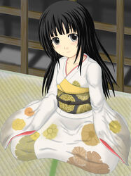  aged_down black_eyes black_hair commentary_request fatal_frame fatal_frame_1 female himuro_kirie japanese_clothes kimono lolicon long_hair sitting solo taira_shihito 