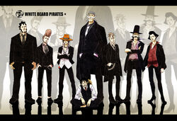  6+boys androgynous arm_at_side arm_out_of_sleeve averting_eyes bad_id bad_pixiv_id bandana beads beard belt black_belt black_coat black_facial_hair black_headwear black_jacket black_suit black_vest blunt_ends brown_hair brown_necktie brown_shirt buttons coat collarbone collared_shirt cross crossed_arms edward_newgate english_text facial_hair facing_viewer flower_sword_vista formal frown ghost_in_the_shell_lineup gradient_background grey_bandana grin group_picture hand_in_pocket hat hat_on_back head_tilt height_difference high_heels indian_style izou_(one_piece) jacket jozu legs_apart letterboxed lineup long_mustache long_sleeves looking_at_viewer male_focus marco_(one_piece) monkey_d._luffy moustache multiple_boys necktie one_piece open_clothes open_coat open_collar open_jacket open_mouth pink_shirt plus_sign pon_(puppupon) popped_collar portgas_d._ace projected_inset red_necktie red_shirt reflective_floor shirt shoes short_hair sitting smile standing straw_hat suit tall_hair thatch unbuttoned untucked_shirt vest waistcoat white_facial_hair white_shirt yellow_headwear 