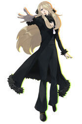  bad_id bad_pixiv_id black_coat blonde_hair breasts coat commentary_request cynthia_(pokemon) female full_body fur_trim hair_ornament hair_over_one_eye kon_(kdash) lipstick long_hair looking_at_viewer makeup outstretched_arm outstretched_hand pants photoshop_(medium) pokemon pokemon_dppt simple_background solo standing white_background 