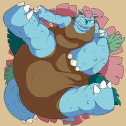  1:1 2016 3_fingers 3_toes action_pose appendagechild belly blue_body blue_scales breasts brown_background brown_clothing claws clothing digital_drawing_(artwork) digital_media_(artwork) elemental_creature fangs feet female fingers fist flora_fauna flower front_view full-length_portrait generation_6_pokemon green_spots hi_res kick leaf leotard looking_away medium_breasts mega_evolution mega_venusaur nintendo non-mammal_breasts overweight overweight_female overweight_taur plant pokemon pokemon_(species) pokemon_taur pokemorph portrait pose punch scales scalie shadow simple_background smile solo spots taur taurification taurified teeth tight_clothing toe_claws toes venutaur_(slinkydragon) white_claws 